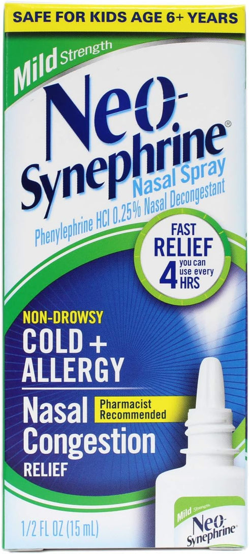 Neo-Synephrine Nasal Spray, MILD Formula, 0.5-Ounce (Pack of 3)
