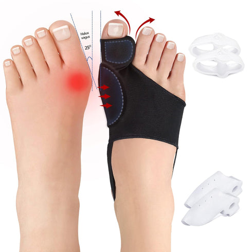 Bunion Corrector with Splint, Effective Orthopedic Toe Separators for Women & Men, Pain Relief for Hallux Valgus (Black)