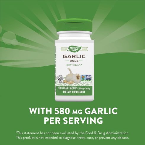 Nature's Way Bulb, 100 (Pack 2) Garlic Supports Heart Health*, Vegan Capsules
