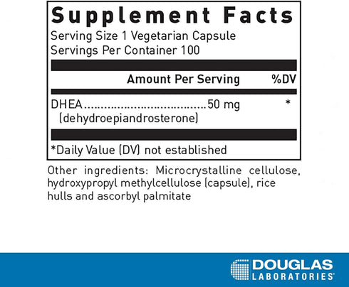 Douglas Laboratories DHEA 50 mg Capsules - Micronized - 100 Vegetarian Capsules