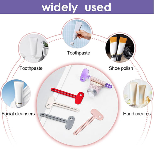 salbsever 2PCS Set Toothpaste Squeezer Tool Metal Tube Squeezer Toothpaste Key Stainless Steel Dispenser Tube Squeezers