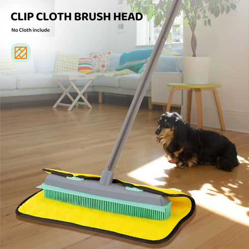 Conliwell Rubber Broom Carpet Rake for Pet Hair, Portable Detailing Lint Remover Brush with Squeegee