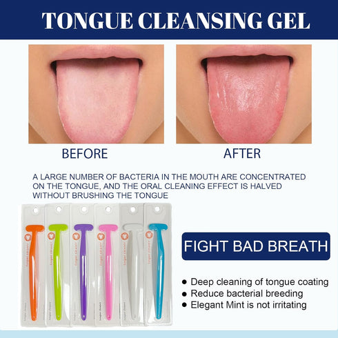 6 Pack Tongue Scraper, Plastic Tongue Cleaner Brush for Adults, Tongue Scrubber for Better Breath Dental Care Supplies