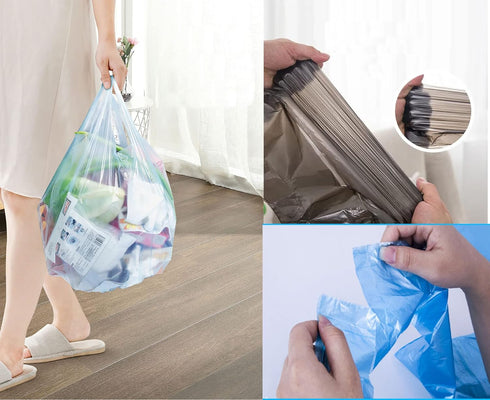4 Gallon Bathroom Trash Bags, 4 Rolls, 100 Counts Small Handles Garbage Bags for Office, Bathroom