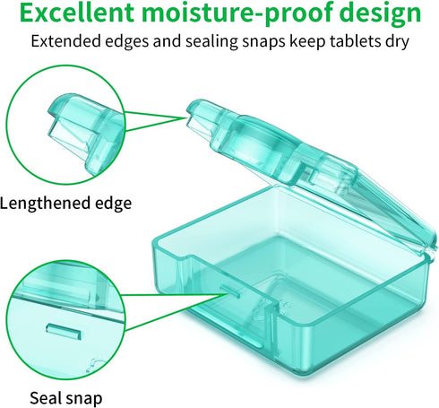TecQach 4 Small Pill Box pcs,Cute Travel Pill Organizer Case Mini Tiny Clear Plastic Storage Containers Portable