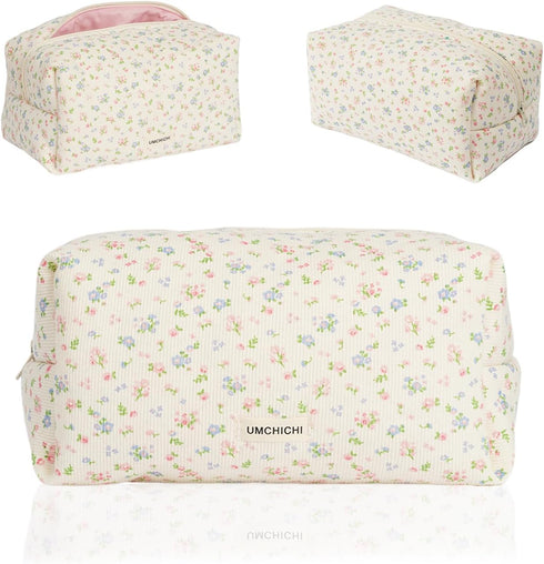 Umchichi' floral large cosmetic bag for Women, Travel Toiletry Bag, Large storage Bag, Travel Makeup Bag, Large Cotton Cosmetic makeup bag, Large Makeup Bags, Wash bag for Women.