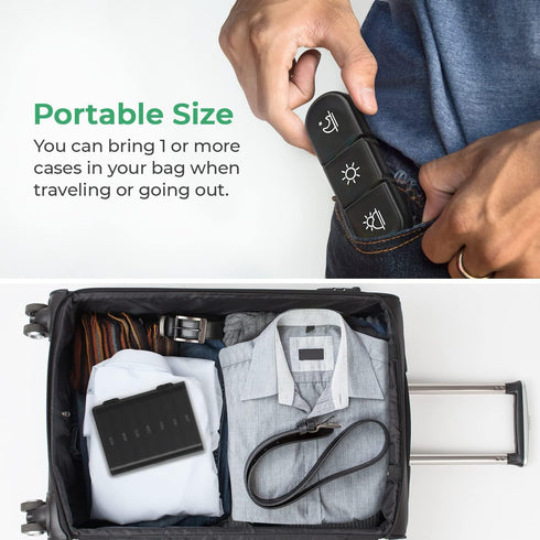 PULIV Portable Travel Pill Organizer 3 Times a Day, 7 Day Light-Proof Pill Case for Vitamins and Medication (Black)