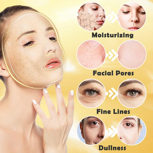 Permotary 12 PCS 24k Gold Crystal Gel Collagen Facial Masks - Deep Moisturizing Treatment for Anti Aging & Revitalizing