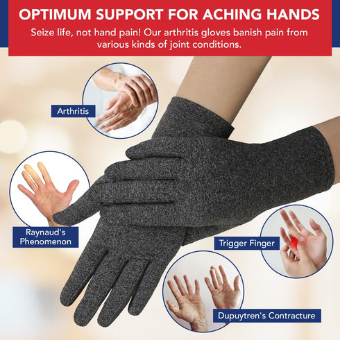 Doctor Developed Compression Gloves - Full Finger Gloves for Raynauds & Arthritis for Women & Men with Handbook (M,