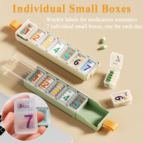 Wopanxye 7 7 Weekly Pill Organizer, Days Portable Travel Pill Box, Compartment Medicine Planner Dispenser, Every Day