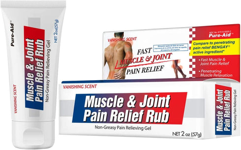Muscle & Joint Pain Relief Rub, Fast Relief from Minor Arthritis, Backache, Muscle & Joint Pain Non-Greasy Cream, 2oz (4pk)