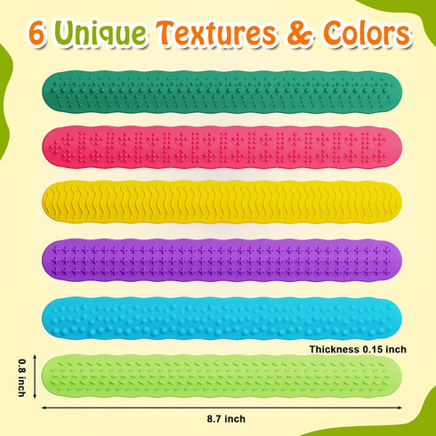 YCWKXJC 6 Pack Sensory Fidget Bracelets - ADHD Anxiety Relief Toys for Kids, Textured Silicone Slap Bracelet for Focus