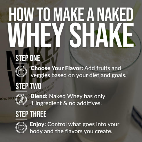 Naked Whey 1Lb - Grass Fed Whey Protein Powder, Undenatured, Gluten Free, 15 Servings