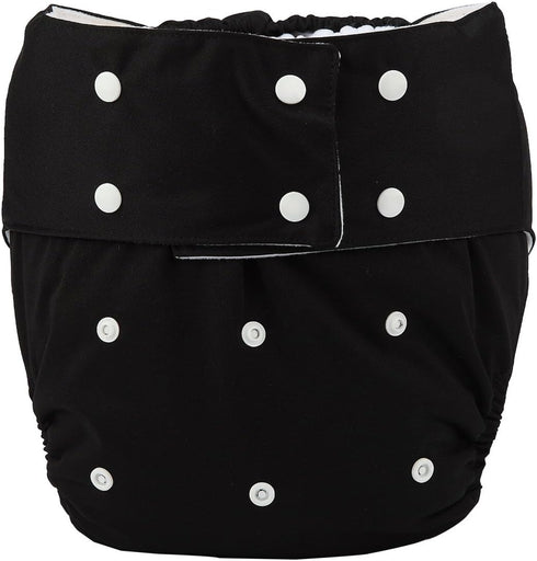 Sigzagor Teen Adult Cloth Diaper Nappy Reusable Washable for Disability Men (Black)
