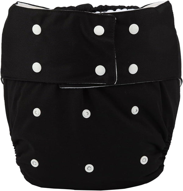 Sigzagor Teen Adult Cloth Diaper Nappy Reusable Washable for Disability Men (Black)