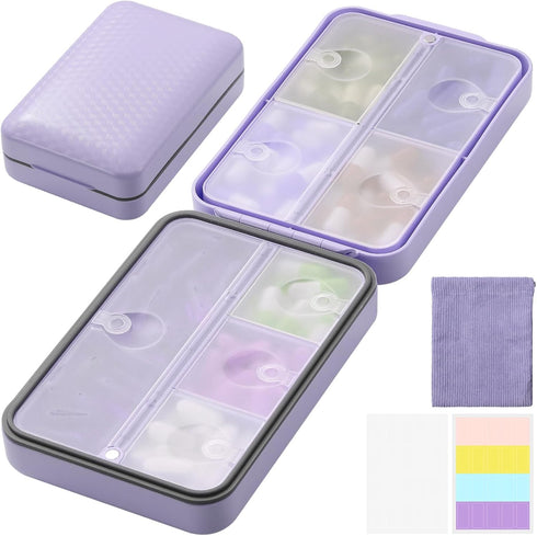 OUVBTX Travel Pill Organizer with Blank Labels, Weekly Pill Box, 8 Large Compartments