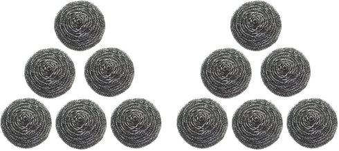 KELINFONG 12 Pcs Stainless Steel Scrubber, Steel Wool Scrubber,Scouring Pad,Metal Kitchen Scrubbers for