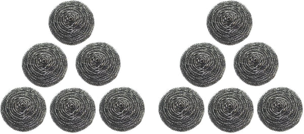 KELINFONG 12 Pcs Stainless Steel Scrubber, Steel Wool Scrubber,Scouring Pad,Metal Kitchen Scrubbers for