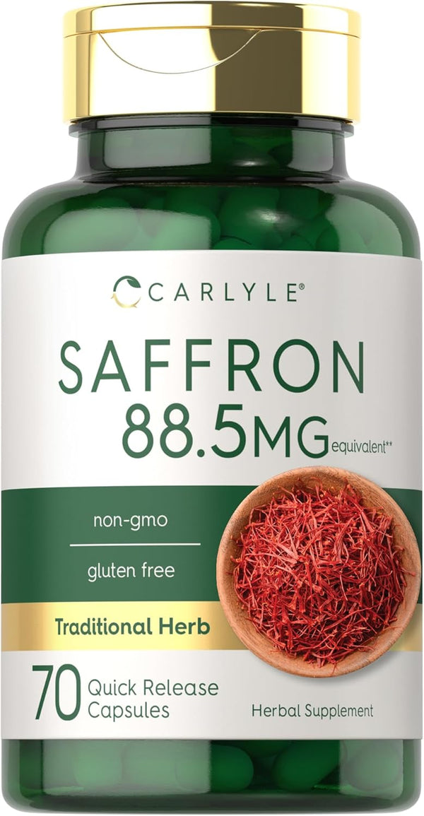 Carlyle Saffron Extract Capsules - 88.5mg, 70 Count, Non-GMO & Gluten Free Supplement
