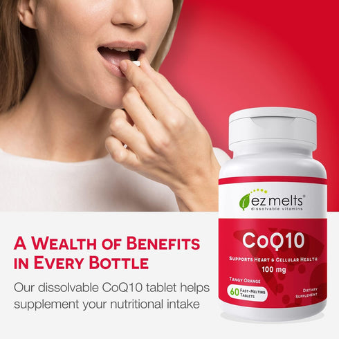 EZ Melts Dissolvable CoQ10 Supplement, 100 mg, Sugar-Free, 2-Month Supply