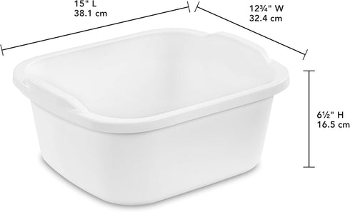 Tribello Plastic Wash Tub Dishpan, 12 Quarts Heavy Duty Basin for Soaking Feet, Laundry, and Storage Cleaning
