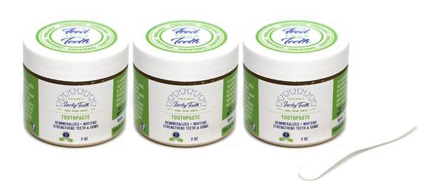 Lucky Teeth Organic Toothpaste-All Natural, Remineralizes and Fortifies Teeth and Gums. (2 oz 3