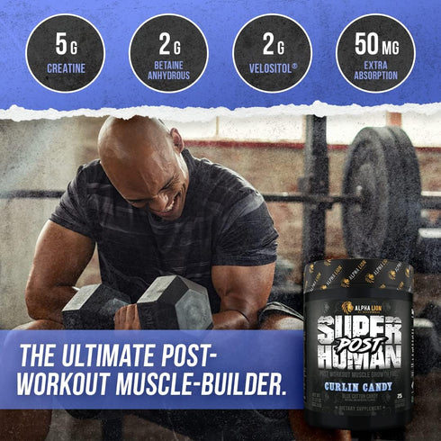 ALPHA LION Superhuman Post - Fast Acting Post Workout Recovery for Men & Women (25 Servings, Curlin Candy)