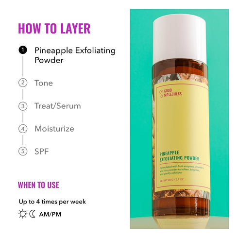 Good Molecules Pineapple Exfoliating Powder - Gentle Facial Scrub with Enzymes, Anti-Aging Cleanser