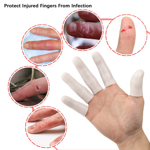 ANCIRS Gel Finger Support Protector Gloves, Silicone Fingertips for Cracking Hands, Eczema Skin (20pcs White)