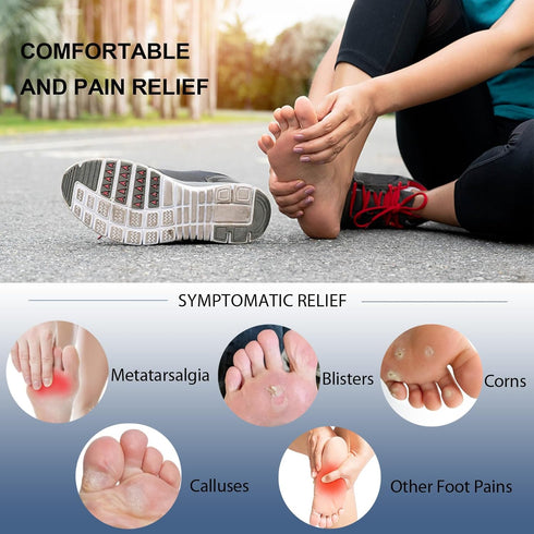 4 Pair Metatarsal Pads for Women, Gel Self Adhesive Foot Pads for Pain Relief, Easy to Clean & Reusable