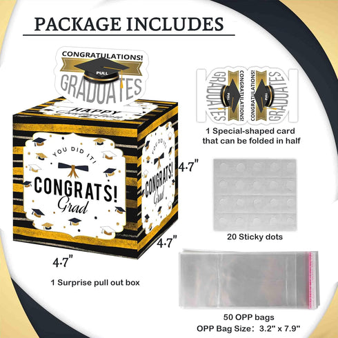 Muruseni Set 50PCS Decorations-S01 Money Box for Cash Graduation Gift, Graduation Money Holder for Cash with Pull Out