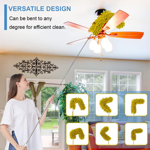 OOSOFITT Upgraded Dusters for Cleaning (6pcs), Ceiling Fan Duster with 100" Extension Pole