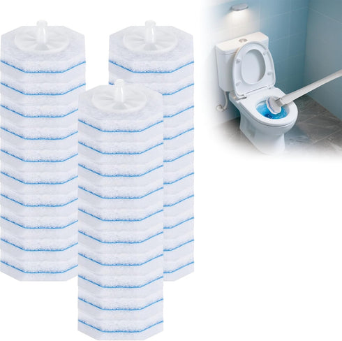 KFRRZC Disposable Toilet Wand Refills, Toilet Bowl Cleaner Scrubbing Pads, 30 Ct