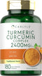 Carlyle Turmeric Curcumin Supplement 2400mg | 180 Powder Capsules | Non-GMO, Gluten Free | Herbal Formula