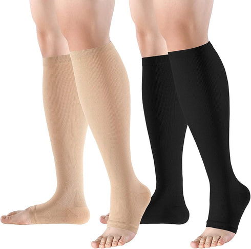 bropite Toeless Compression Socks for Women&Men-2/3 Pairs Open Toe Compression stocking Support
