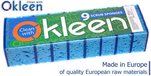 Blue Multi Use Scrub Sponge, 18 Pack, Heavy Duty Non Scratch Fiber, Made in Europe, Odorless