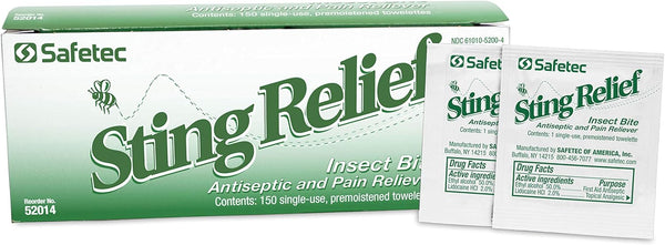 Safetec Sting Relief Wipes - 150 Count Box