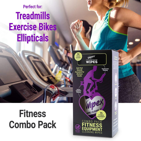 Wipex Gym Wipes & Screen Wipes Combo Pack, 75ct Canister for Fitness Equipment & 24ct Touch Screen Wipes