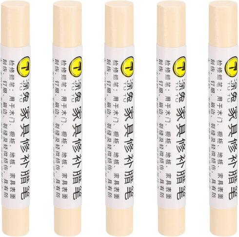 uxcell Furniture Repair Crayons - 5Pcs Linen White Wood Wax Filler Stick for Touch Up on Scratches