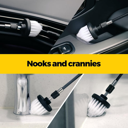 Holikme 5Pack Drill Brush Attachment Set for Car Interior Detailing, Power Scrubber Brush for Bathroom, Kitchen