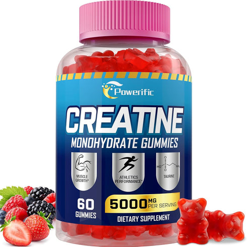 Creatine Monohydrate Gummies - 5g Per Serving, Chewable Creatine for Men & Women, Taurine & B6, Organic