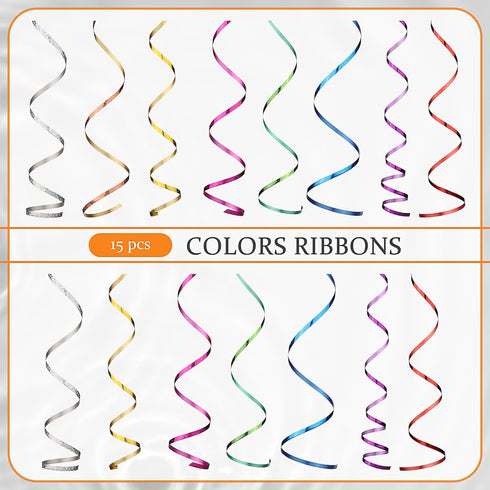 Shappy 15 Rolls Curling Ribbon, 1/5" Wide x 11 Yards Metallic Balloon String Roll for Gift Wrapping