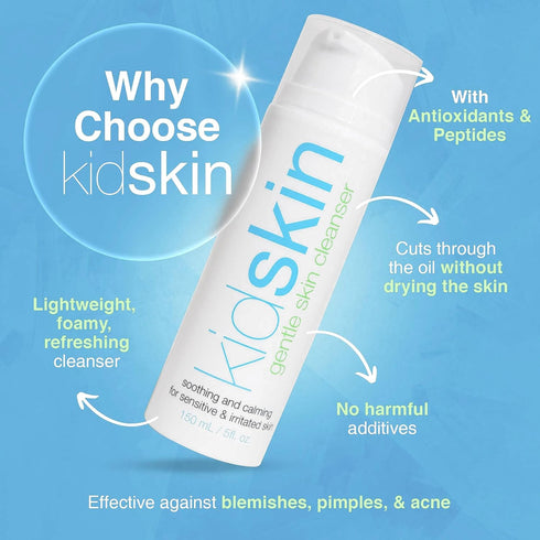 Kidskin Gentle Skin Cleanser for All Skin Types - 5 fl. oz | Hydrating Facial Cleanser for Kids, Teens, Cruelty-Free