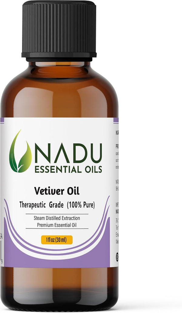 Nadu Essential Oils Vetiver Essential Oil Steam Distilled from The vetiver Grass (Chrysopogon zizanioides) -