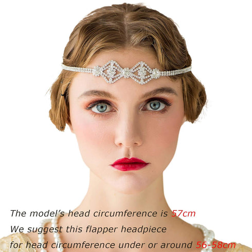 SWEETV 1920s Headband for Women, Silver Rhinestone Flapper Headpiece for Great Gatsby Party
