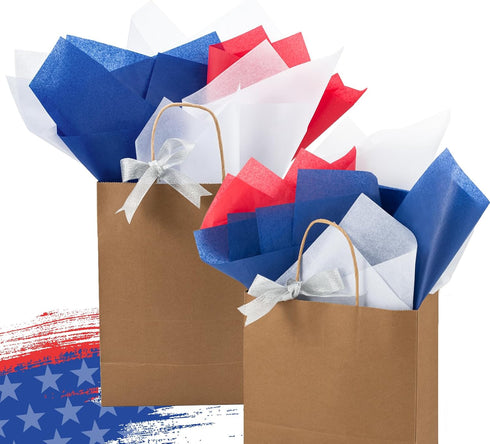 Simetufy Red White and Blue Tissue Paper, 115 Sheets 14 x 20 Inches for Patriotic Gift Wrapping
