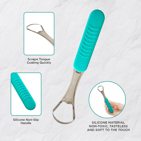 Big Mouth Tongue Scraper, Ultimate Oral Hygiene Tool for Fresh Breath and Improved Taste, Silver