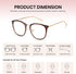 Cyxus TR90 Cat Eye Women Eyewear Frames - Round Stylish Retro Metal Blue Light Glasses, UV Blocking