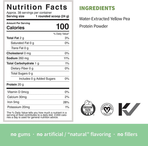 Sprout Living Organic Pea Protein Powder, 2 Pound, 20g Plant Based Protein, Non-GMO, Gluten Free