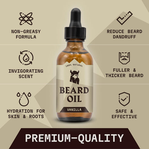 Striking Viking Vanilla Beard Oil for Men, Naturally Derived Conditioner with Argan & Jojoba Oils for Softening,